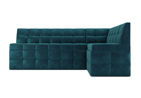 Кухонный угловой диван дельфин Атлантис вельвет сине-зеленый