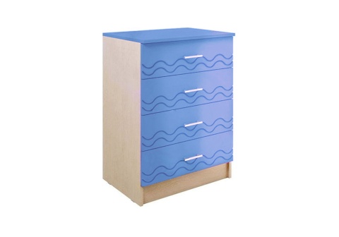 Комод Юниор-2 синий металлик / дуб беленый