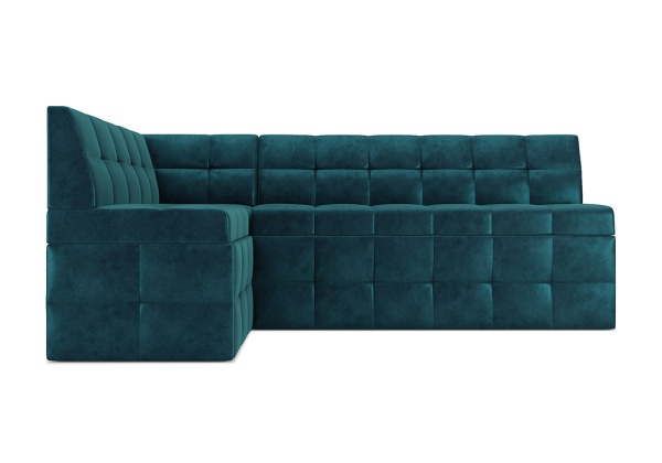 Кухонный угловой диван дельфин Атлантис вельвет сине-зеленый