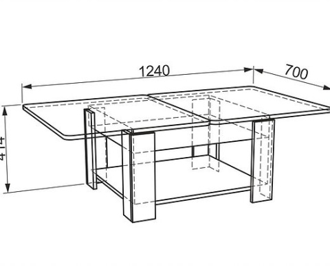 Стол Журнальный Раскладной Адам Венге/Дуб Беленый (Ш-620/1240 х В-414 х Г-700 мм)