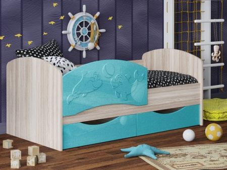 Детская Кровать Дельфин-3 МДФ с фасадом 3D/Разные Цвета